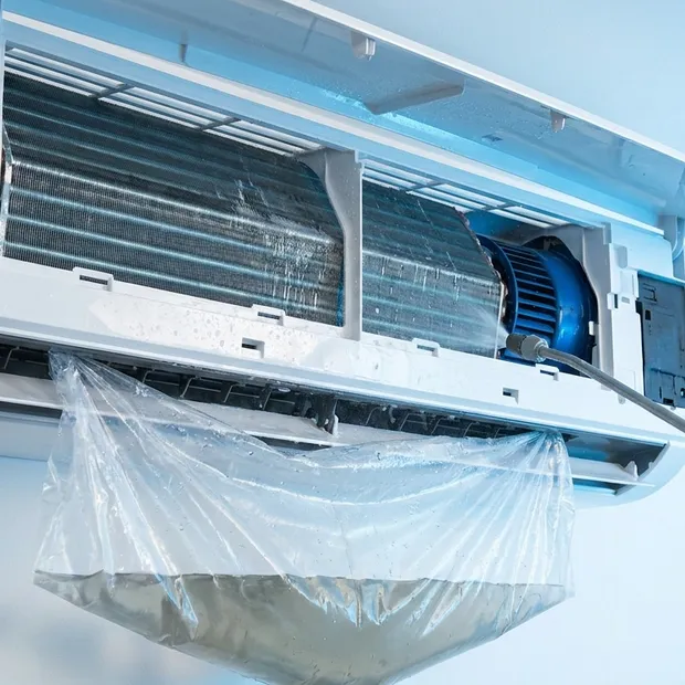 Indoor air conditioner opened up for deep cleaning