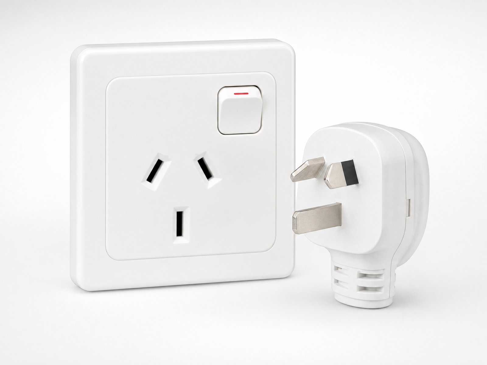 White electrical plug and socket
