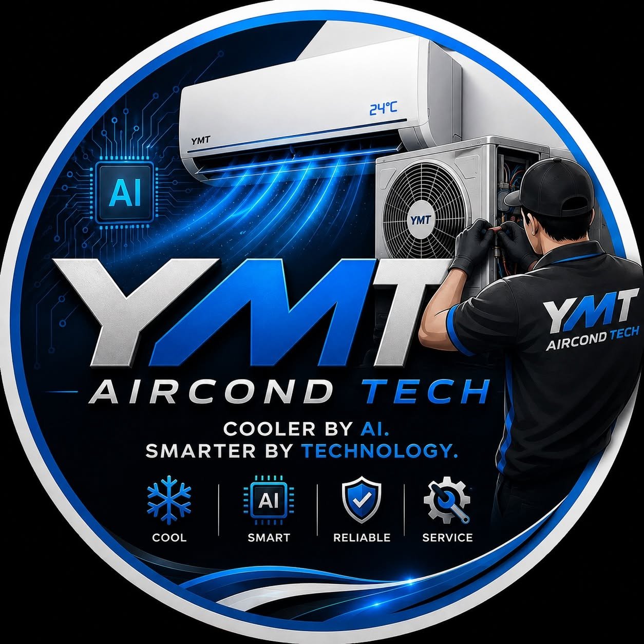 Official YMT Aircond Tech circular logo